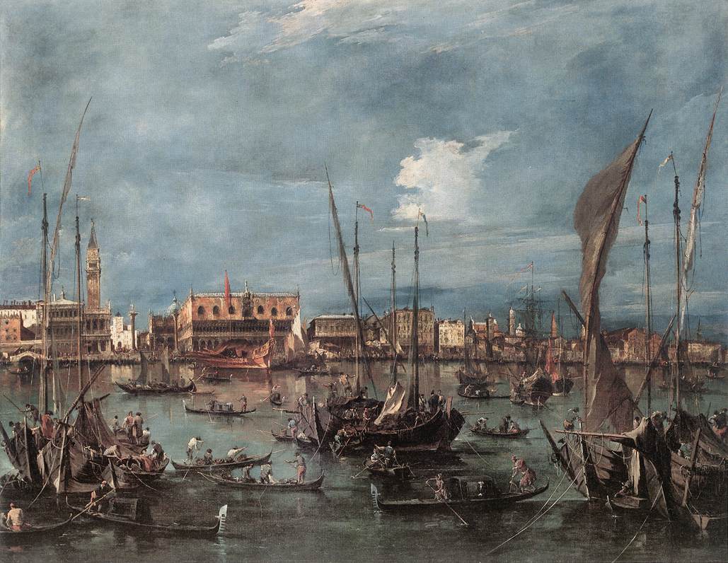 GUARDI, Francesco The Molo and the Riva degli Schiavoni from the Bacino di San Marco dfg